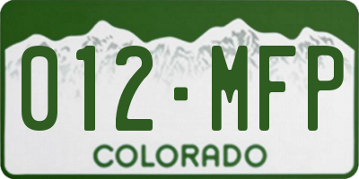 CO license plate 012MFP