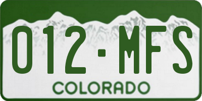 CO license plate 012MFS