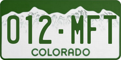 CO license plate 012MFT