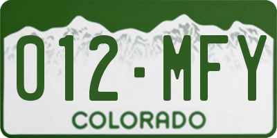 CO license plate 012MFY