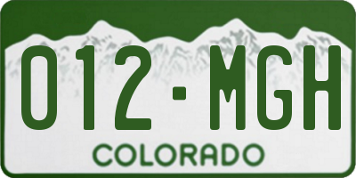 CO license plate 012MGH