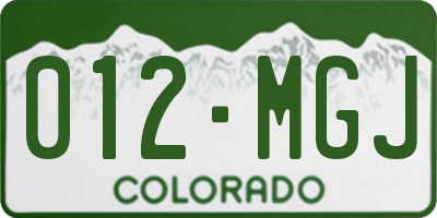 CO license plate 012MGJ