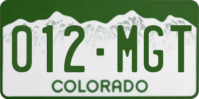 CO license plate 012MGT