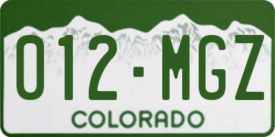 CO license plate 012MGZ