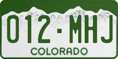 CO license plate 012MHJ