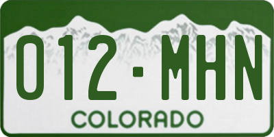 CO license plate 012MHN