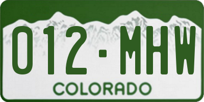 CO license plate 012MHW