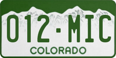 CO license plate 012MIC