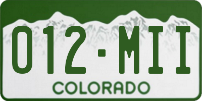 CO license plate 012MII