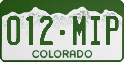 CO license plate 012MIP