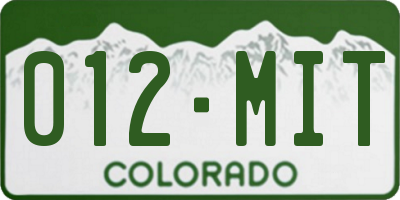 CO license plate 012MIT