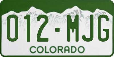 CO license plate 012MJG
