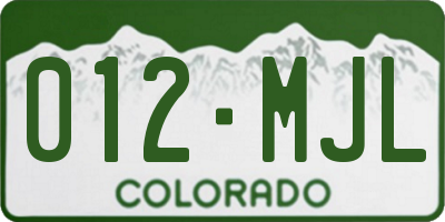 CO license plate 012MJL