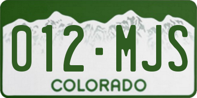 CO license plate 012MJS