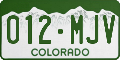 CO license plate 012MJV