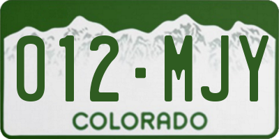 CO license plate 012MJY