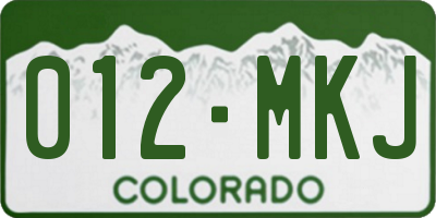 CO license plate 012MKJ
