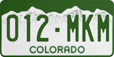 CO license plate 012MKM