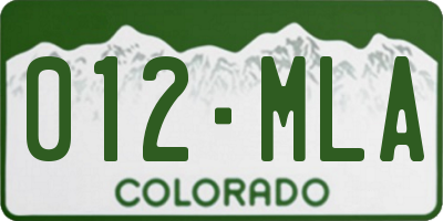 CO license plate 012MLA