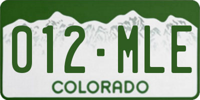CO license plate 012MLE
