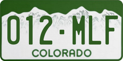 CO license plate 012MLF