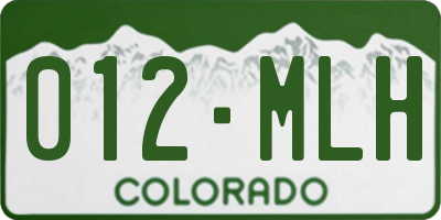 CO license plate 012MLH