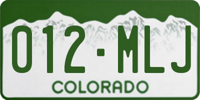 CO license plate 012MLJ