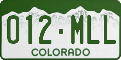 CO license plate 012MLL