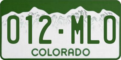 CO license plate 012MLO