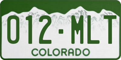 CO license plate 012MLT