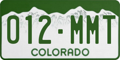 CO license plate 012MMT