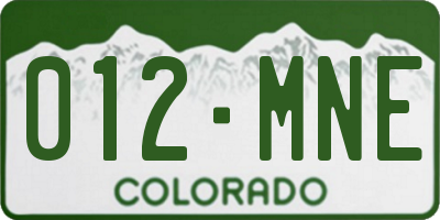 CO license plate 012MNE