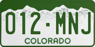 CO license plate 012MNJ