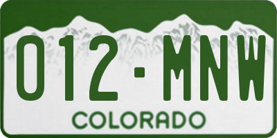 CO license plate 012MNW