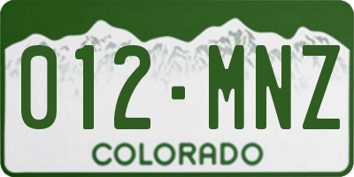 CO license plate 012MNZ