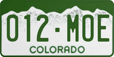 CO license plate 012MOE