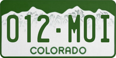 CO license plate 012MOI