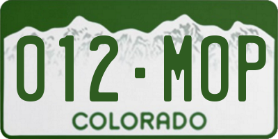 CO license plate 012MOP
