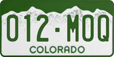 CO license plate 012MOQ