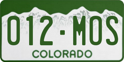 CO license plate 012MOS