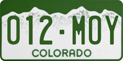 CO license plate 012MOY