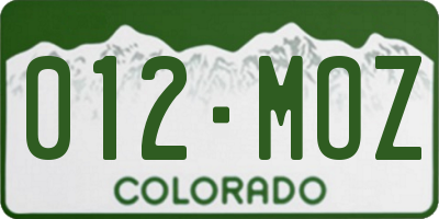 CO license plate 012MOZ