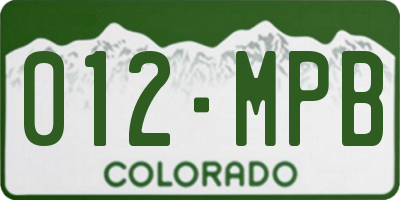 CO license plate 012MPB