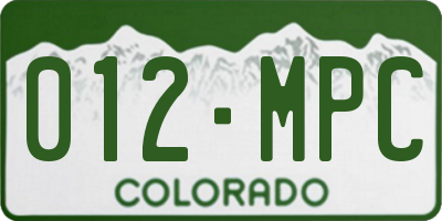 CO license plate 012MPC
