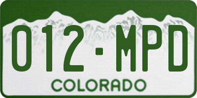 CO license plate 012MPD
