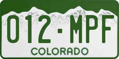 CO license plate 012MPF