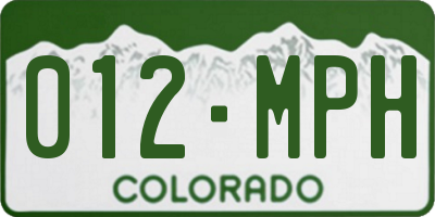 CO license plate 012MPH