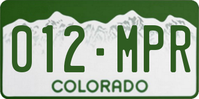 CO license plate 012MPR