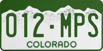 CO license plate 012MPS
