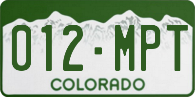 CO license plate 012MPT